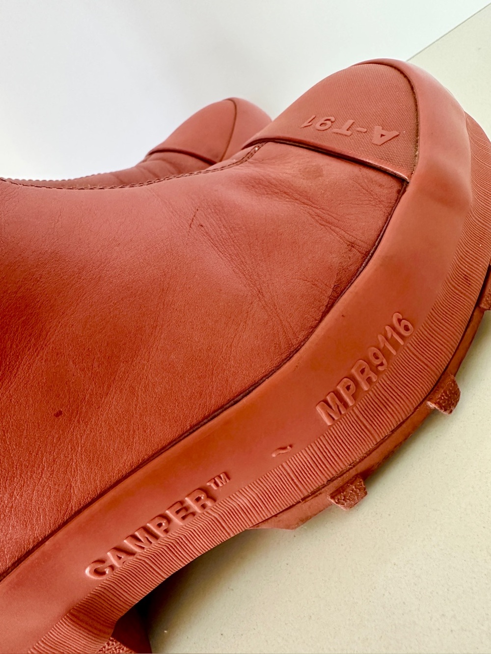 Camper Traktori Boot In Vulcanized Red Calfskin Leather EU 38 CamperLab - Picture 12 of 16